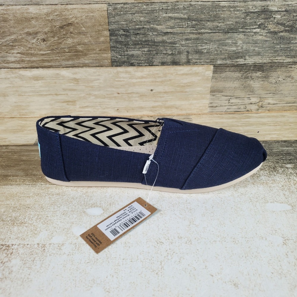 TOMS Classic Alpargata Shoes Womens Sz 9.5 Navy Blue Slip On Comfort Round Toe